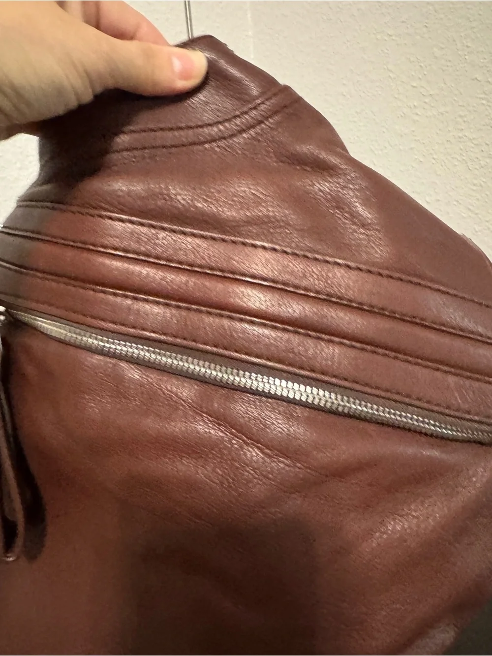 b. makowsky Chocolate Brown Pebbled Leather Hobo